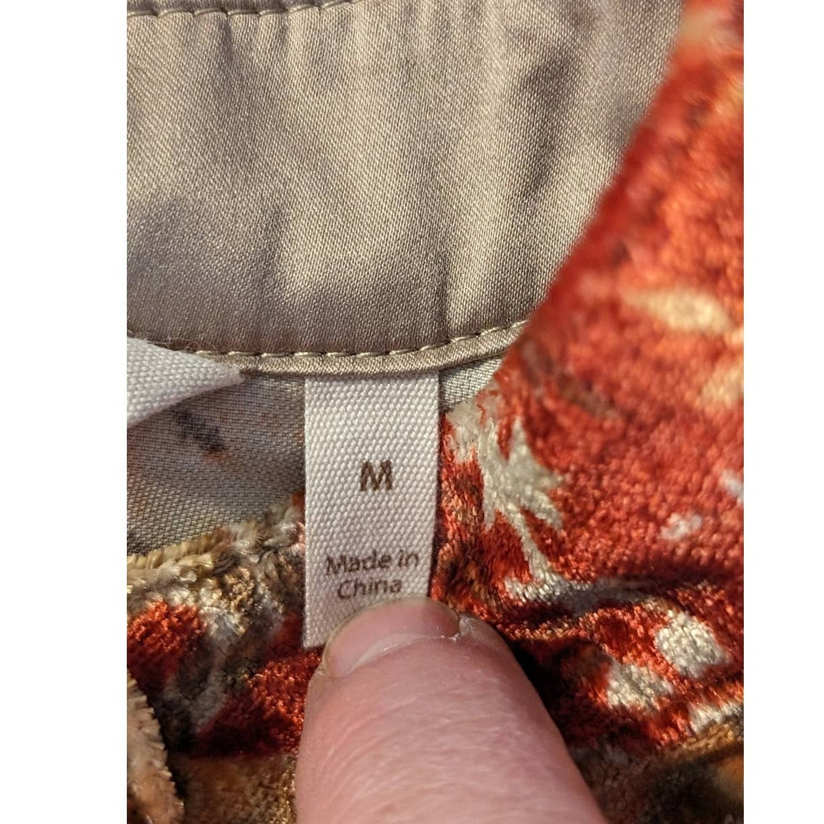 Soft Surroundings Montaigne Bronze Velvet Button Mandarin Collar Tunic Sz M