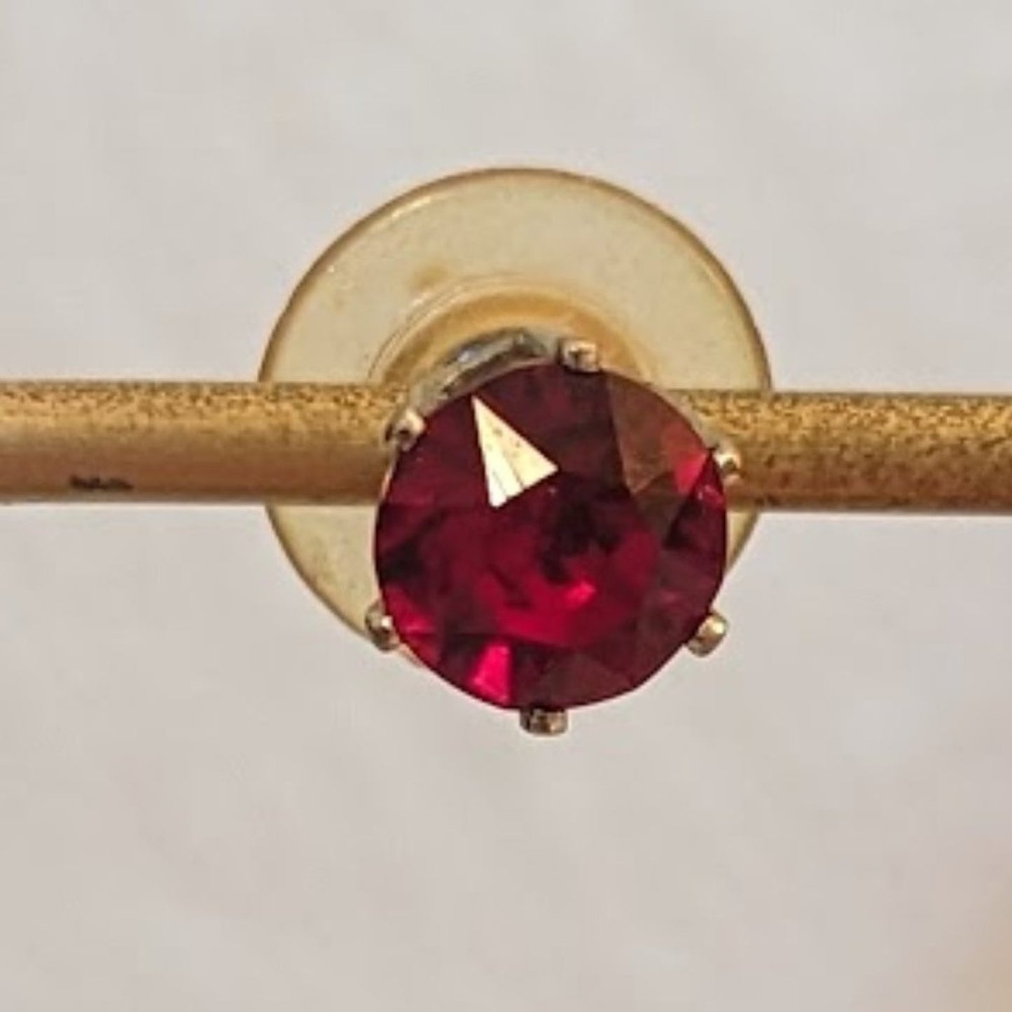 Red Crystal Stud Post Earrings in Silver Tone Setting