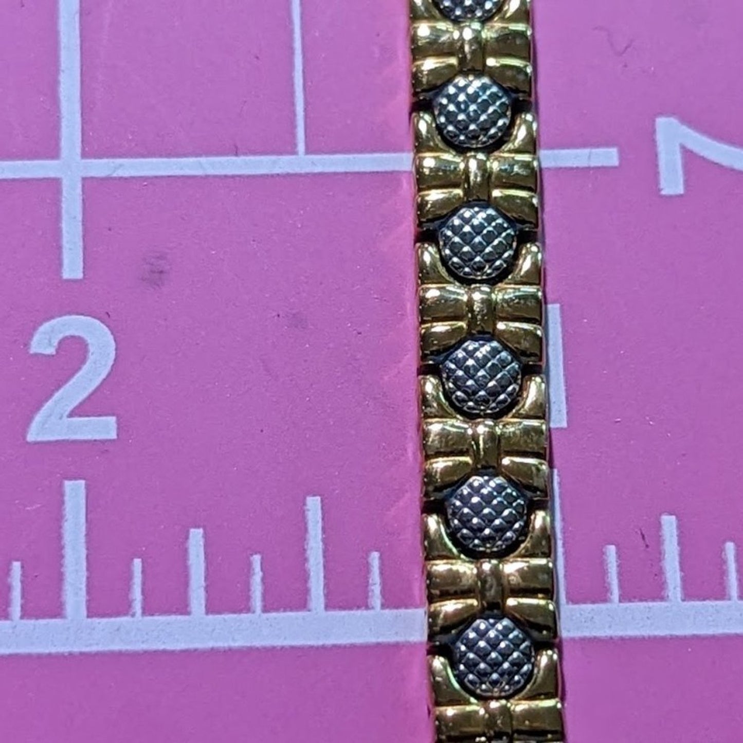 Two Toned Stainless Steel Magnetic Bracelet with Fold Over Clasp