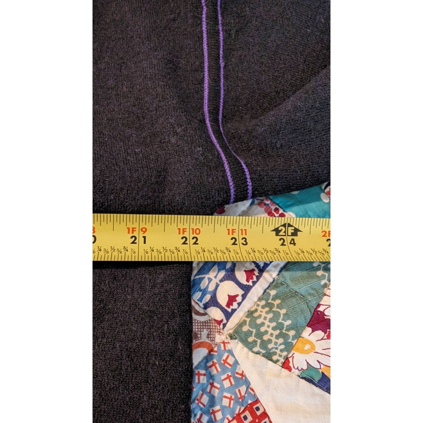 Modern Soul Open Front Black Wool Blend Cardigan w/ Purple Trim Size L