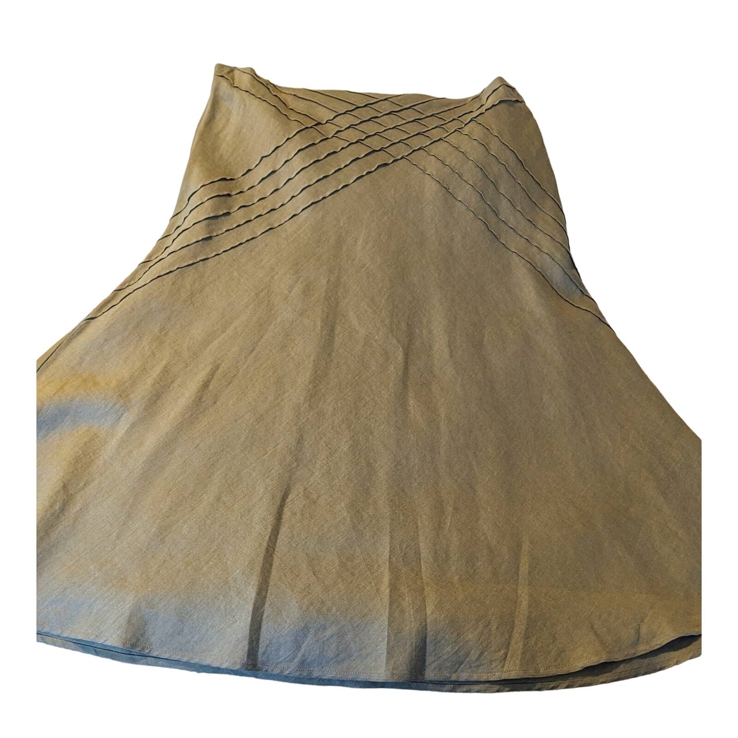 Edward Vintage Maxi 100% Linen Fully Lined Flare Side Zip Skirt Womens Sz 16