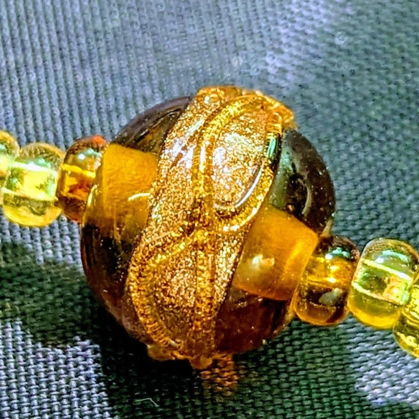 Rose Toggle Gold Brown  Lamp Work Bead Bracelet