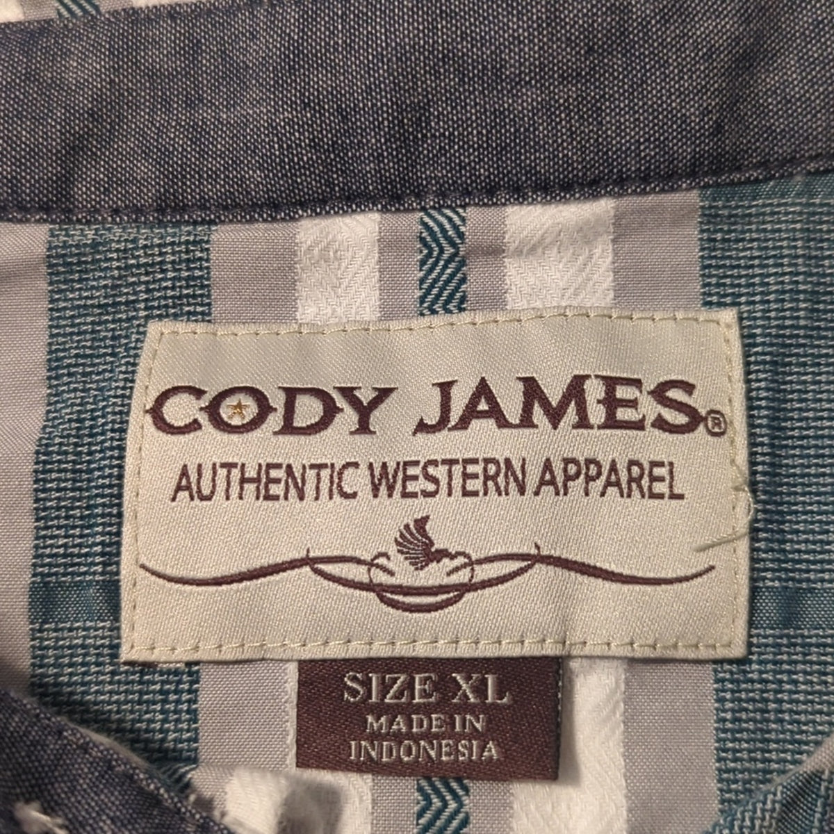 Cody James 100% Cotton Green Striped Pearl Snap Western Shirt Men's Size XL