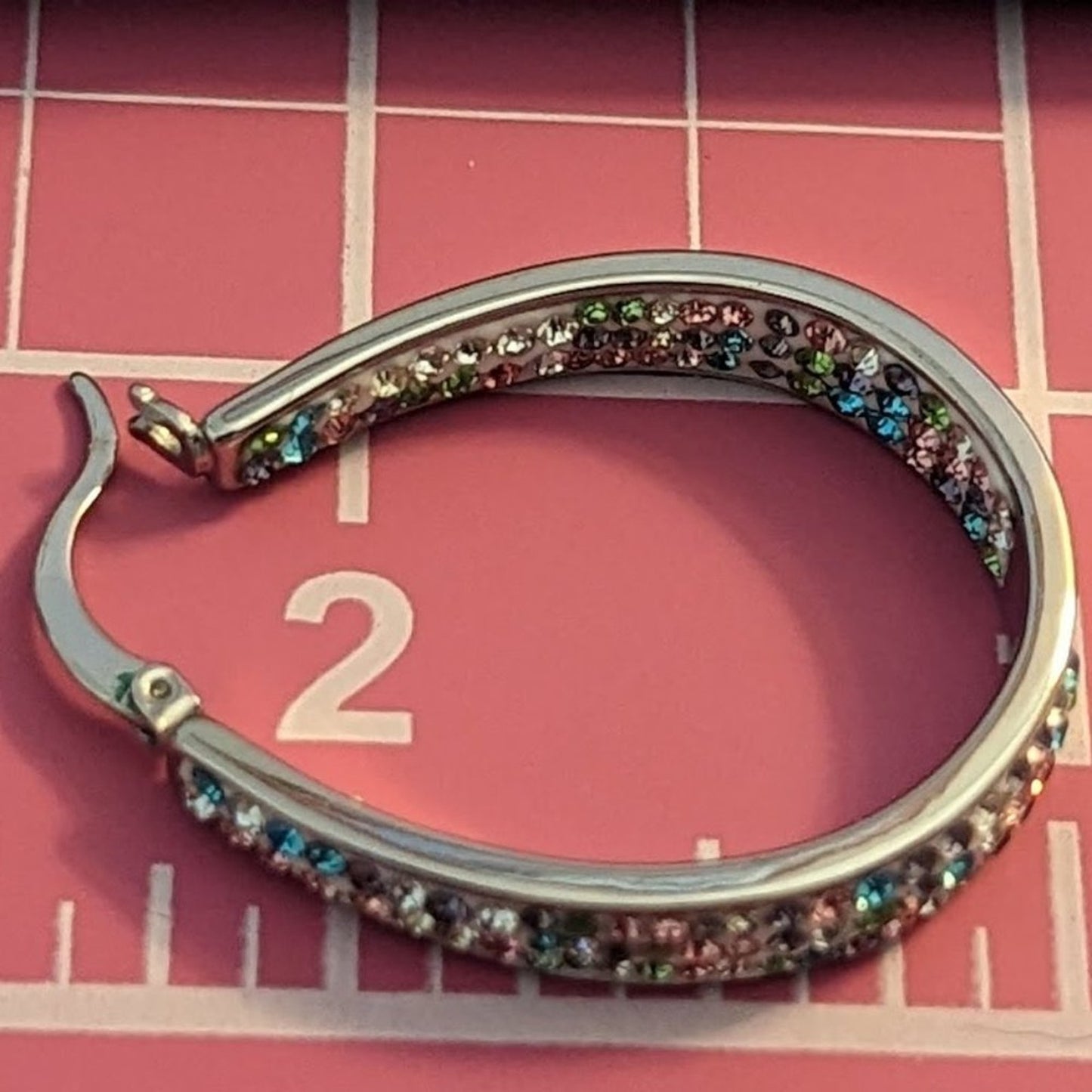 Sophia James New York Fine Silver-plated Swarovski oblong in and out hoops
