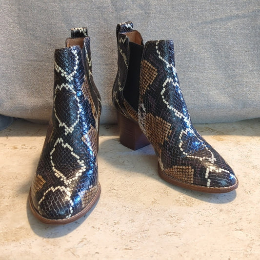 Madewell Style AA184 The Regan Boot in Snake Embossed Leather Women's Size 5.5