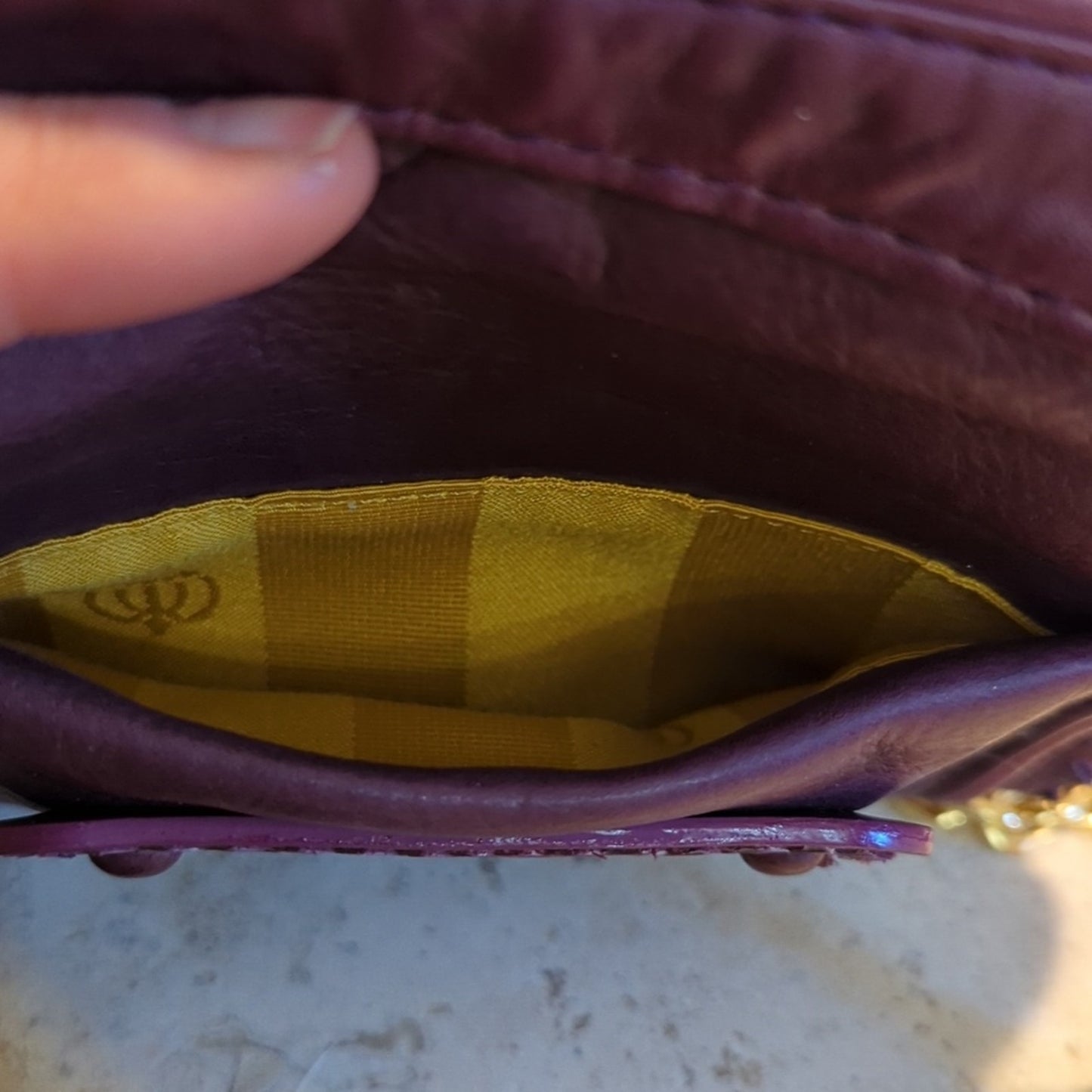 Juicy Couture Purple 100% Leather Mini Gold Chain Crossbody Bag