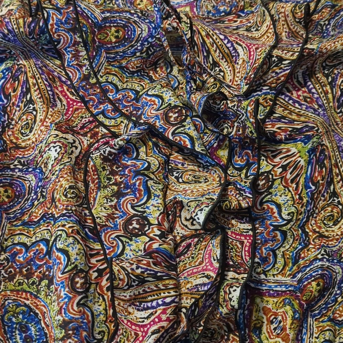 Inois Paisley Multi-color Ruffle Blouse Women's Size L