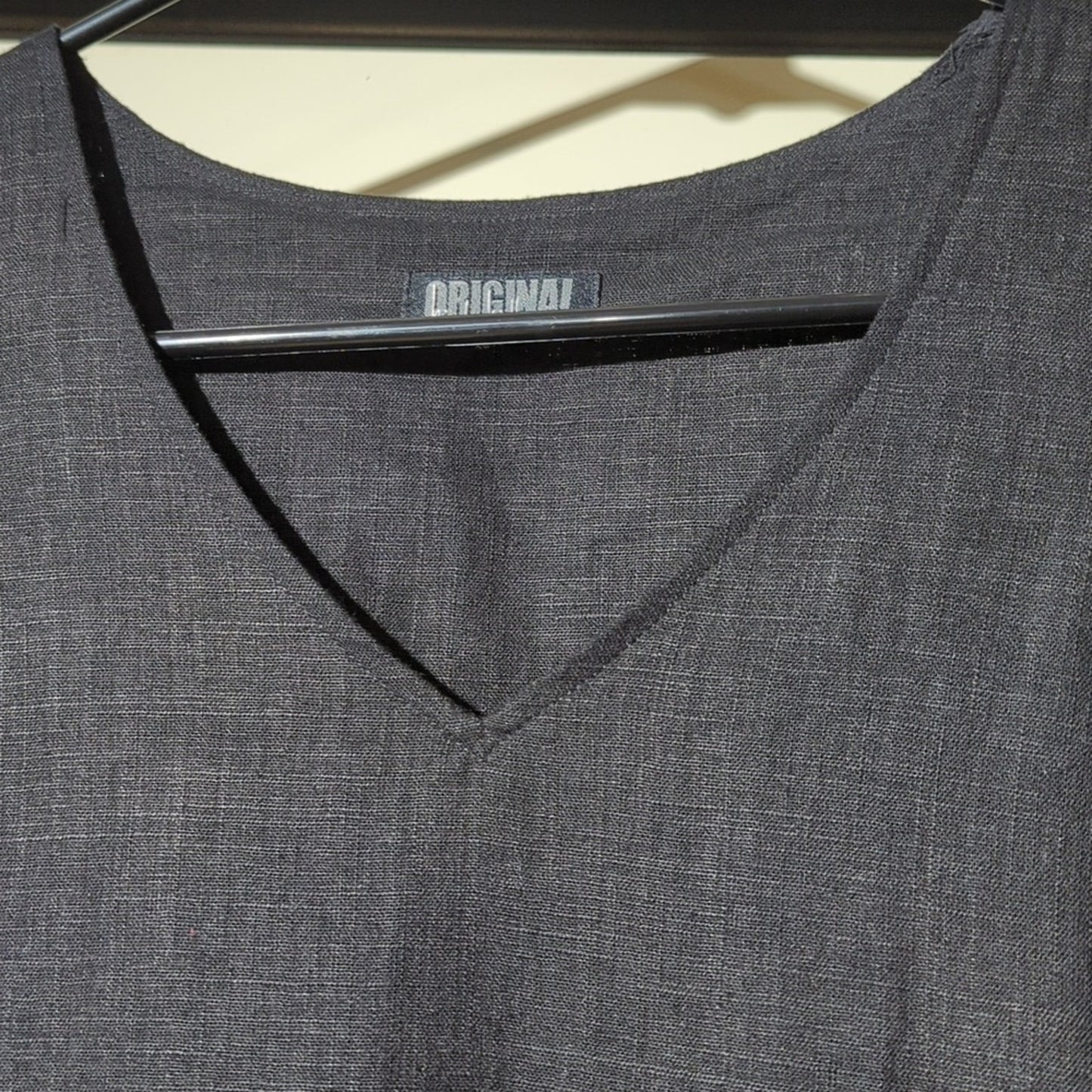 Original Nicole Miller Linen/Viscose Black Classic V-Neck Sheath Dress Size S