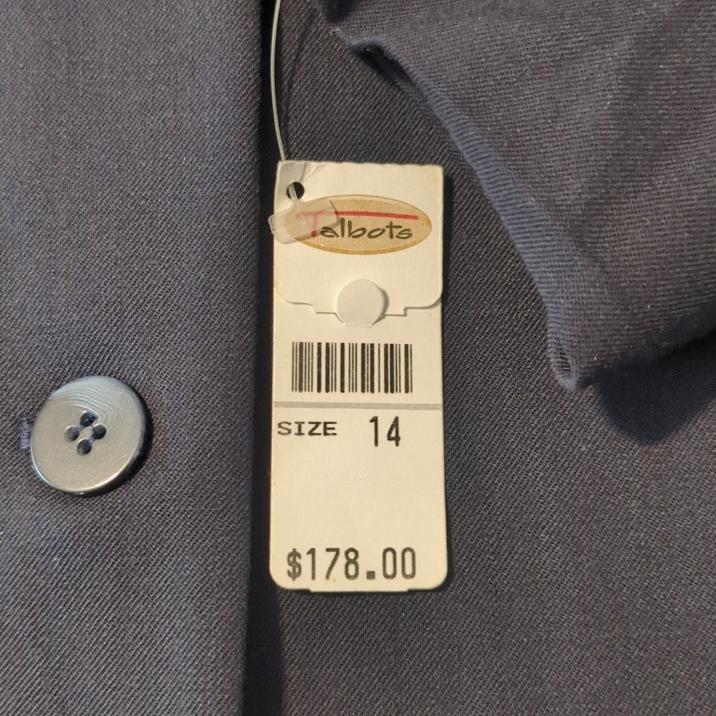 Talbots NWT Navy Button Front Collar Lined Wool Stretch Jacket Women's Sz 14