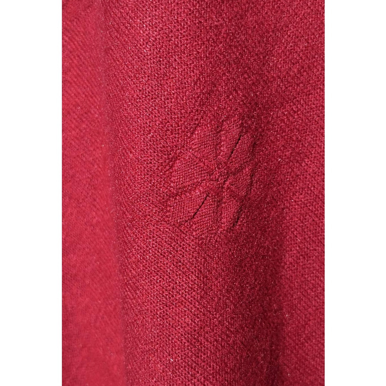 Alexia Brick Quarter Zip Ribbed Collar Fringe Knit Poncho One Size Fits Most