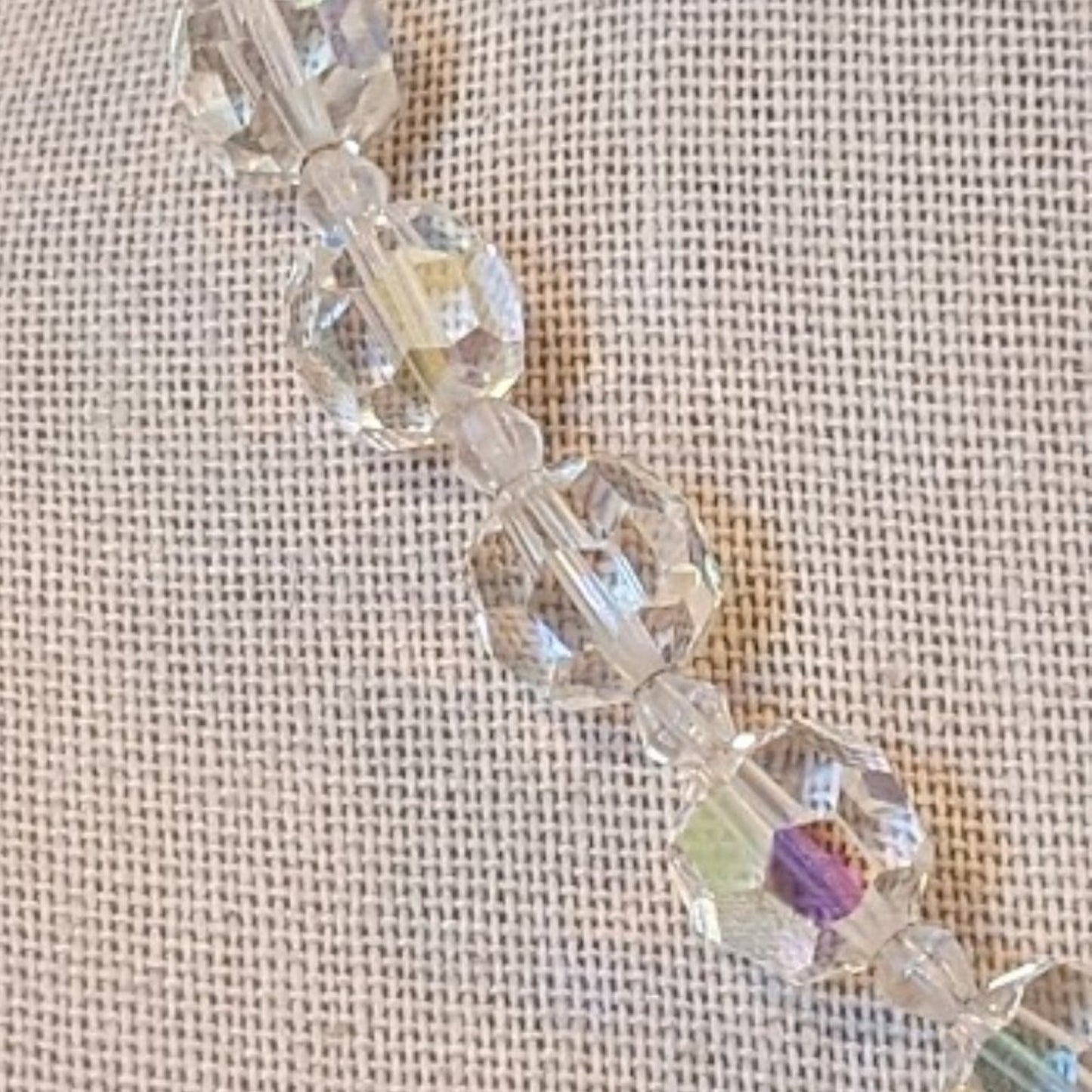Vintage 1950s 10mm AB Crystal Necklace with Hook Closure