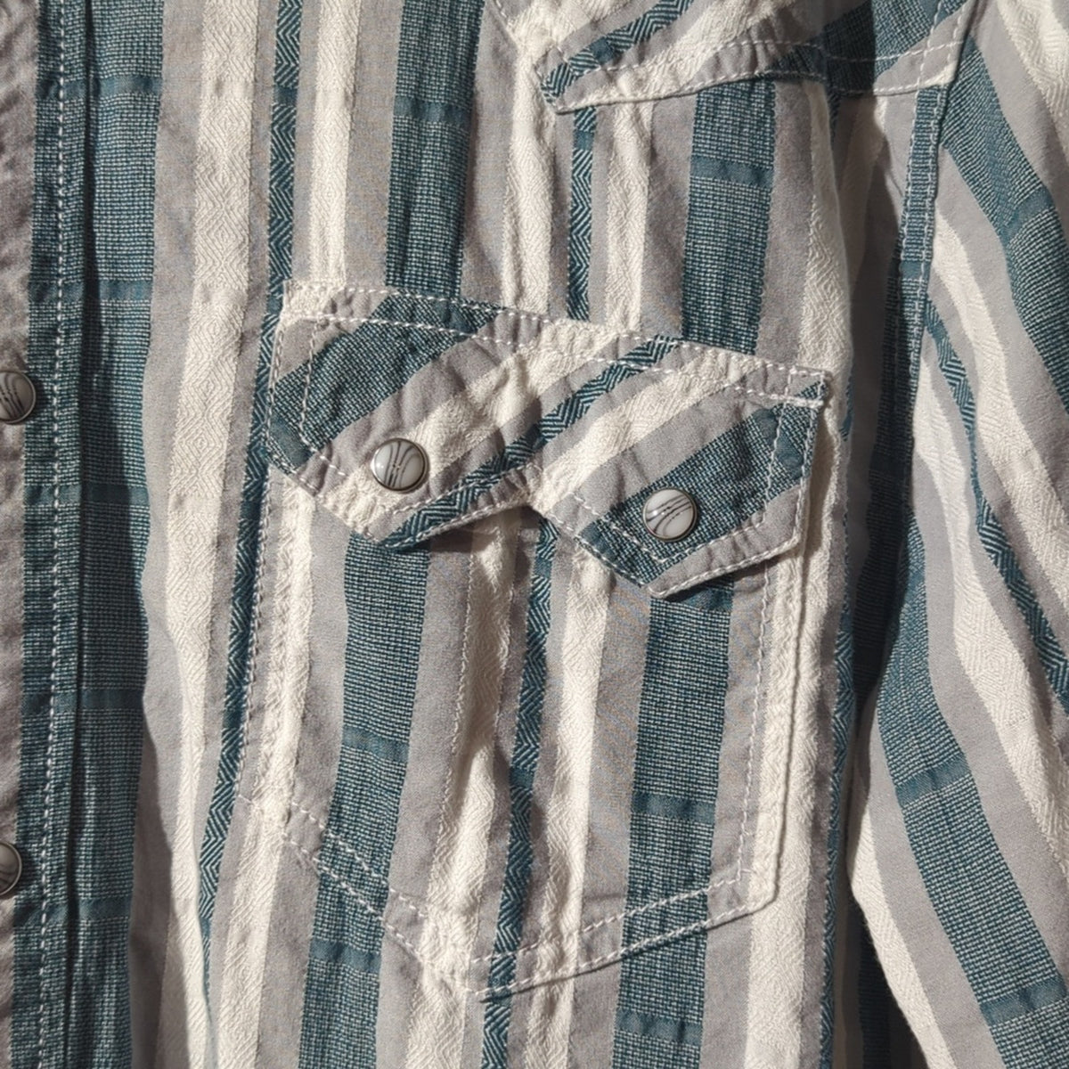 Cody James 100% Cotton Green Striped Pearl Snap Western Shirt Men's Size XL