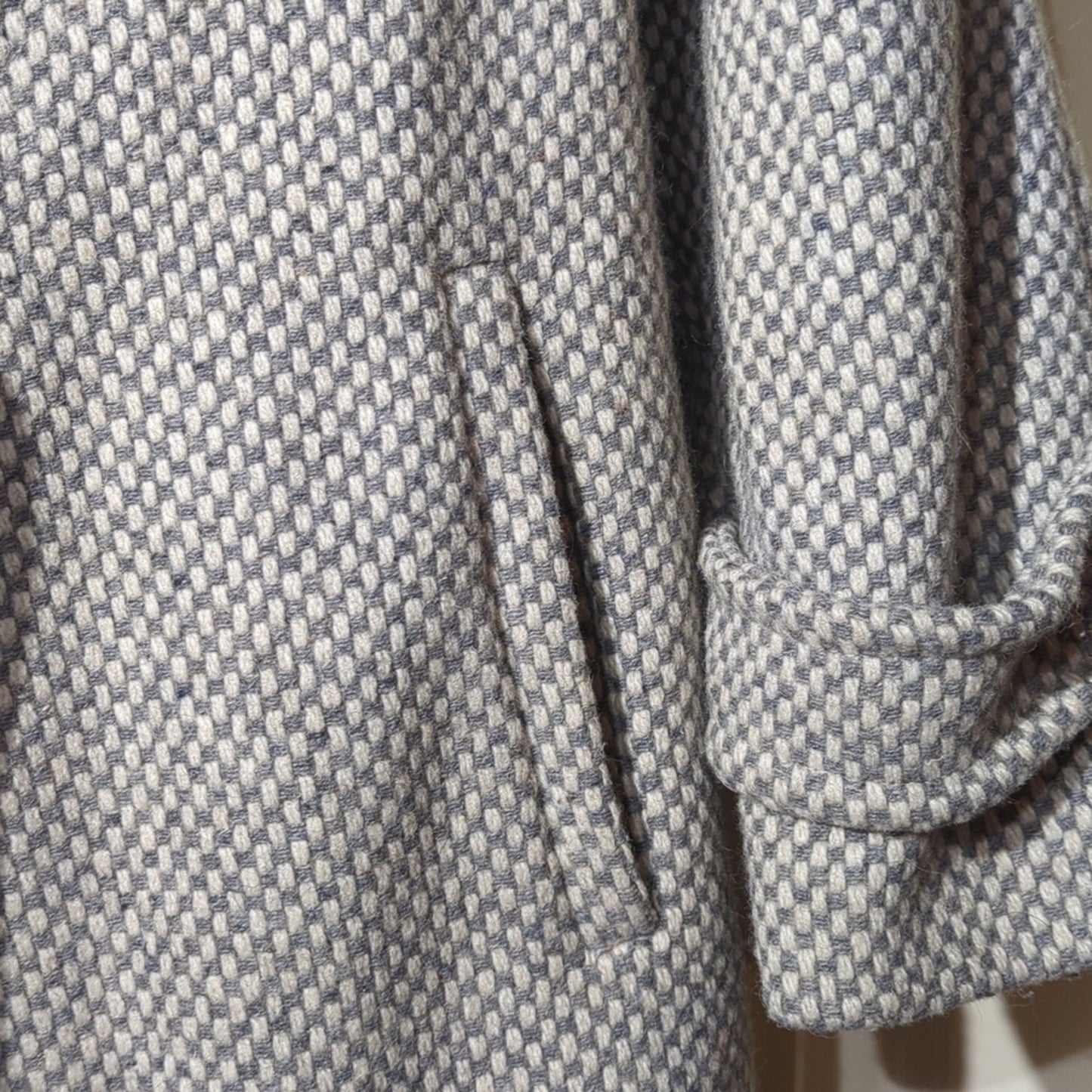 Spencer Douglas Vintage 80s Gray/Cream Tweed Wool Blend Car Coat Womens Sz 12