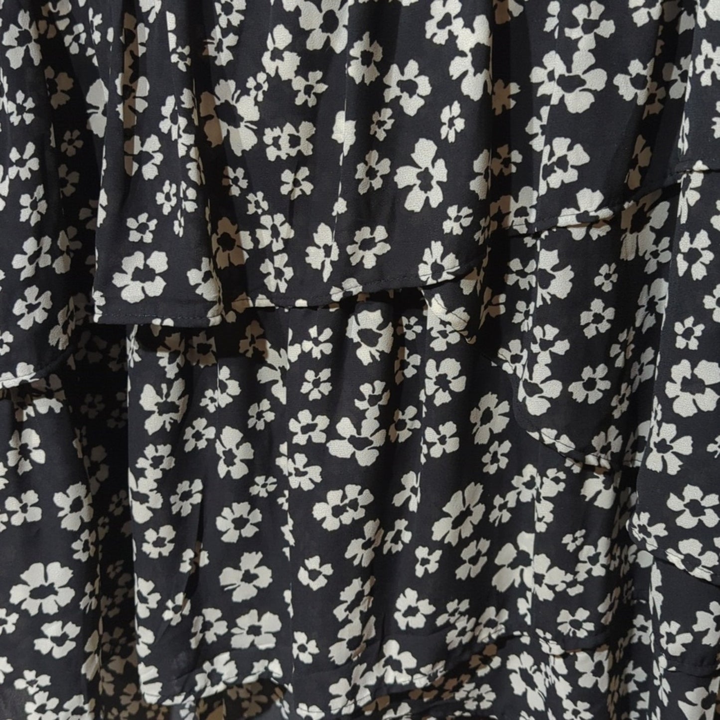 Who What Wear Black Floral Tiered Ruffled High Low Dress Women's Size S