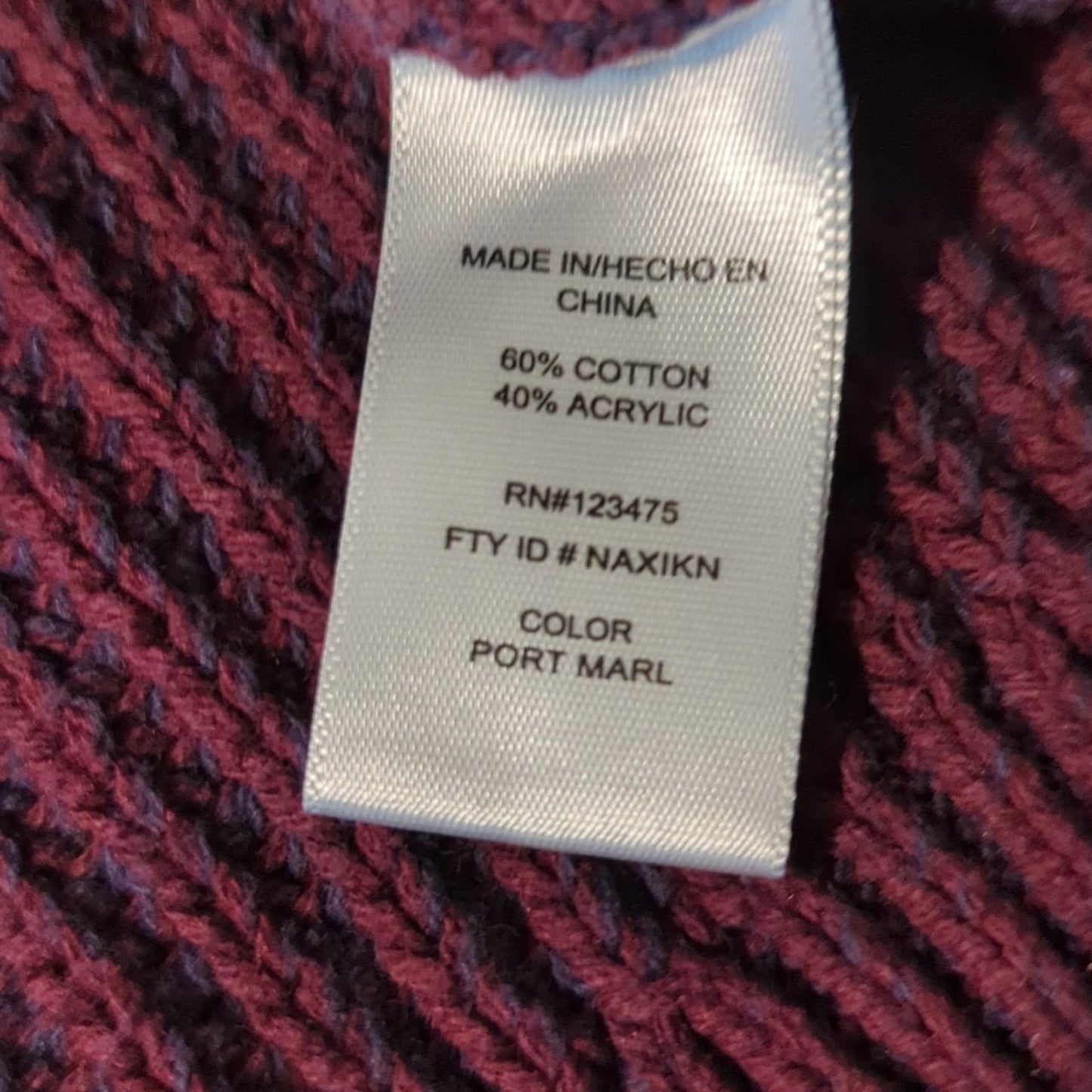 Ellen Tracy Port Marled Open Knit Pullover Rolled Neck Notched Hem Sweater Sz L