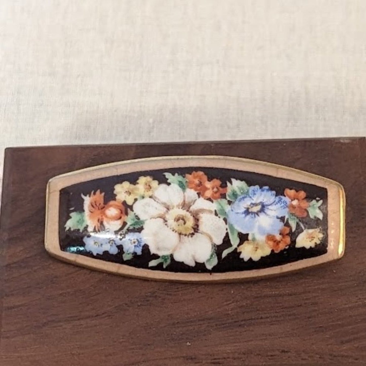 Vintage Germany Ceramic Purple Flower Brooch