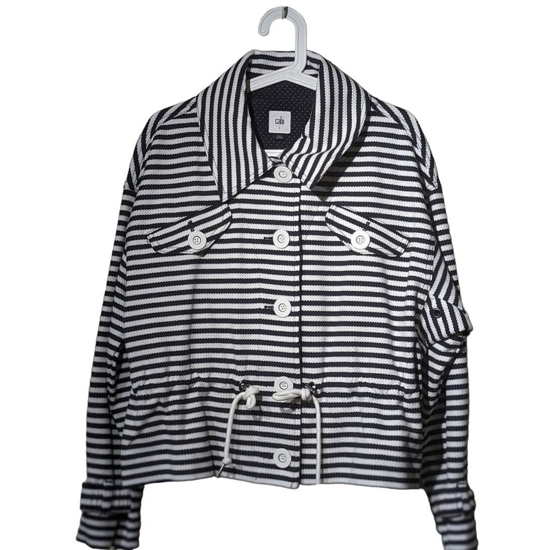 Cabi Harbor Jacket Navy Blue White Stripe Jacket Women's Sz S