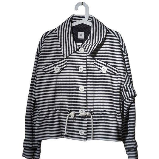 Cabi Harbor Jacket Navy Blue White Stripe Jacket Women's Sz S