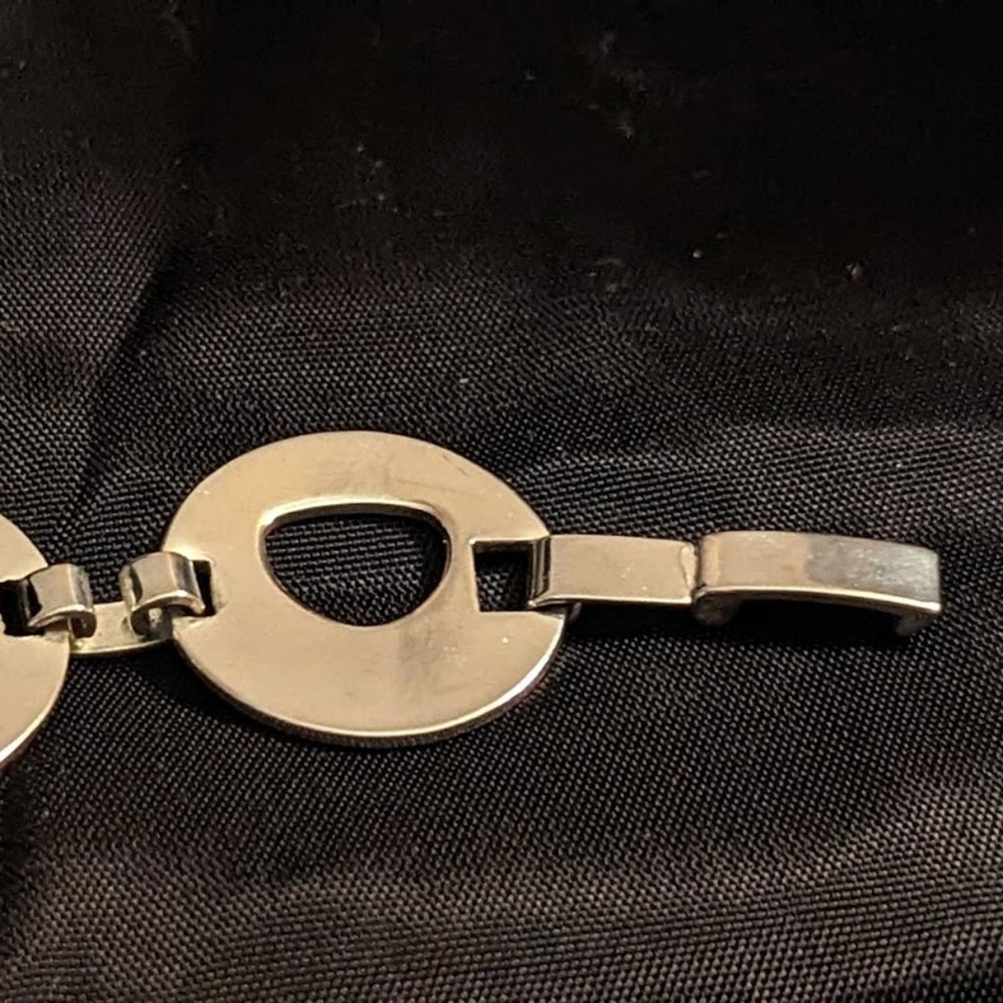 Vintage Silver Tone Mayan Aztec Calendar Coin Fold Over Clasp Bracelet