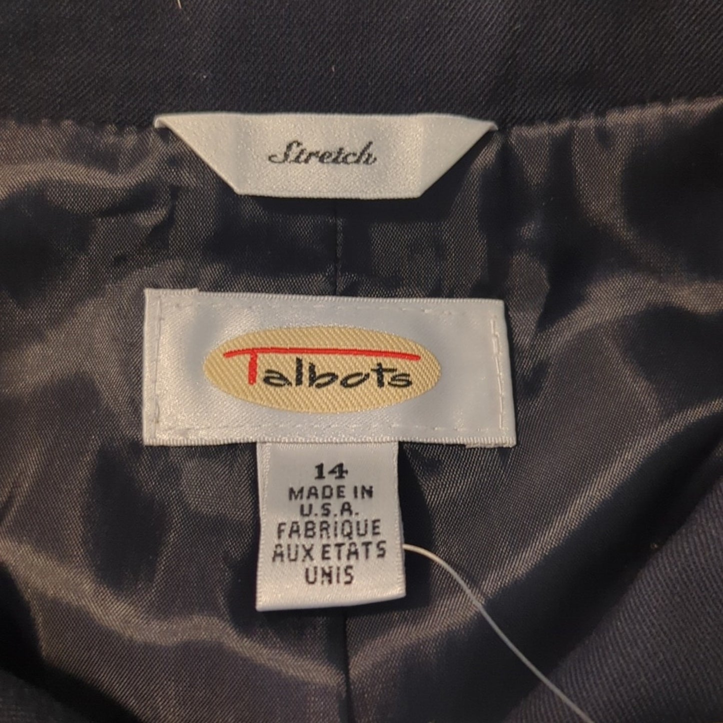 Talbots NWT Navy Button Front Collar Lined Wool Stretch Jacket Women's Sz 14
