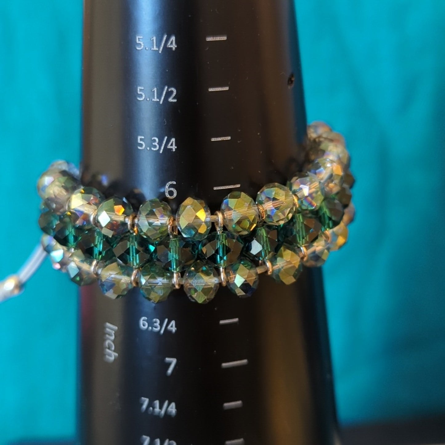Lot of Three Blue/Green Glass/Crystal Bead Bracelets