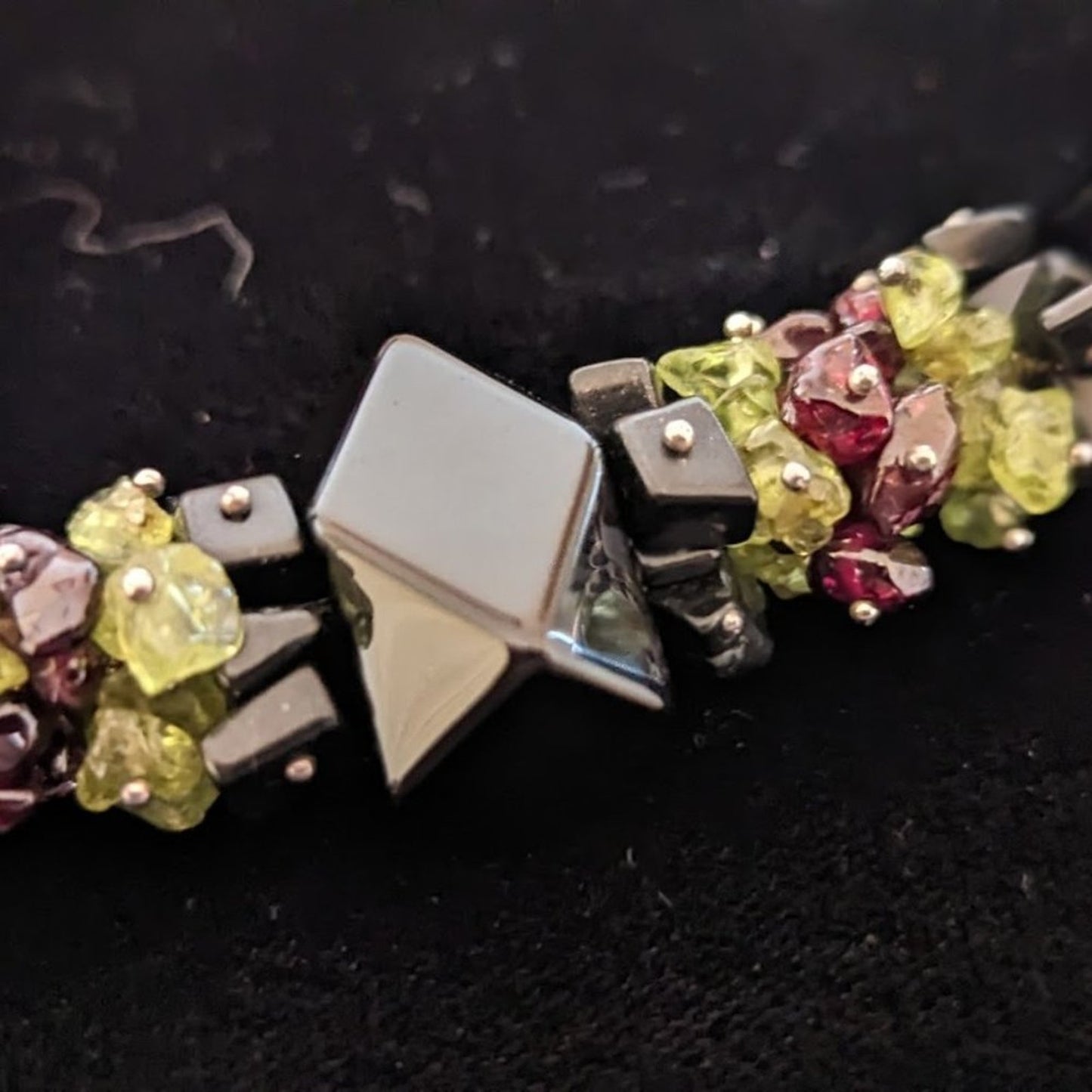 Black Onyx, Peridot, & Garnet Statement Necklace