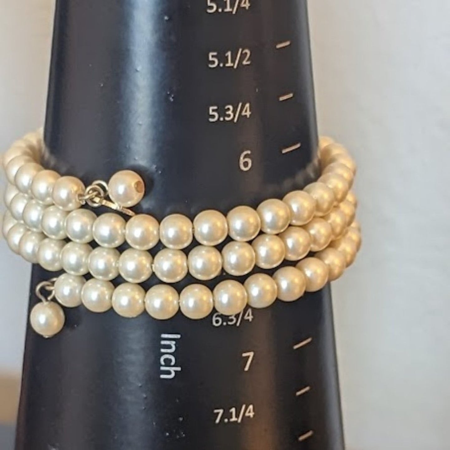 Vintage Monet Classic Timeless Faux Pearl Wire Coil Wrap Bracelet
