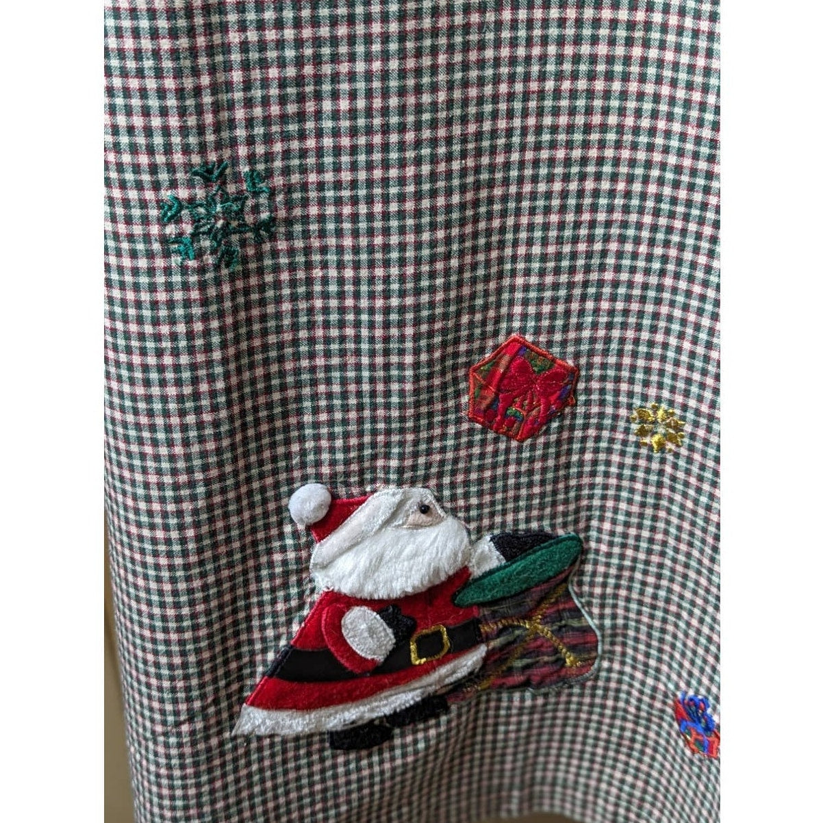 Vintage 1990s Lemon Grass Plaid Santa Reindeer Christmas Jumper Sz 2X