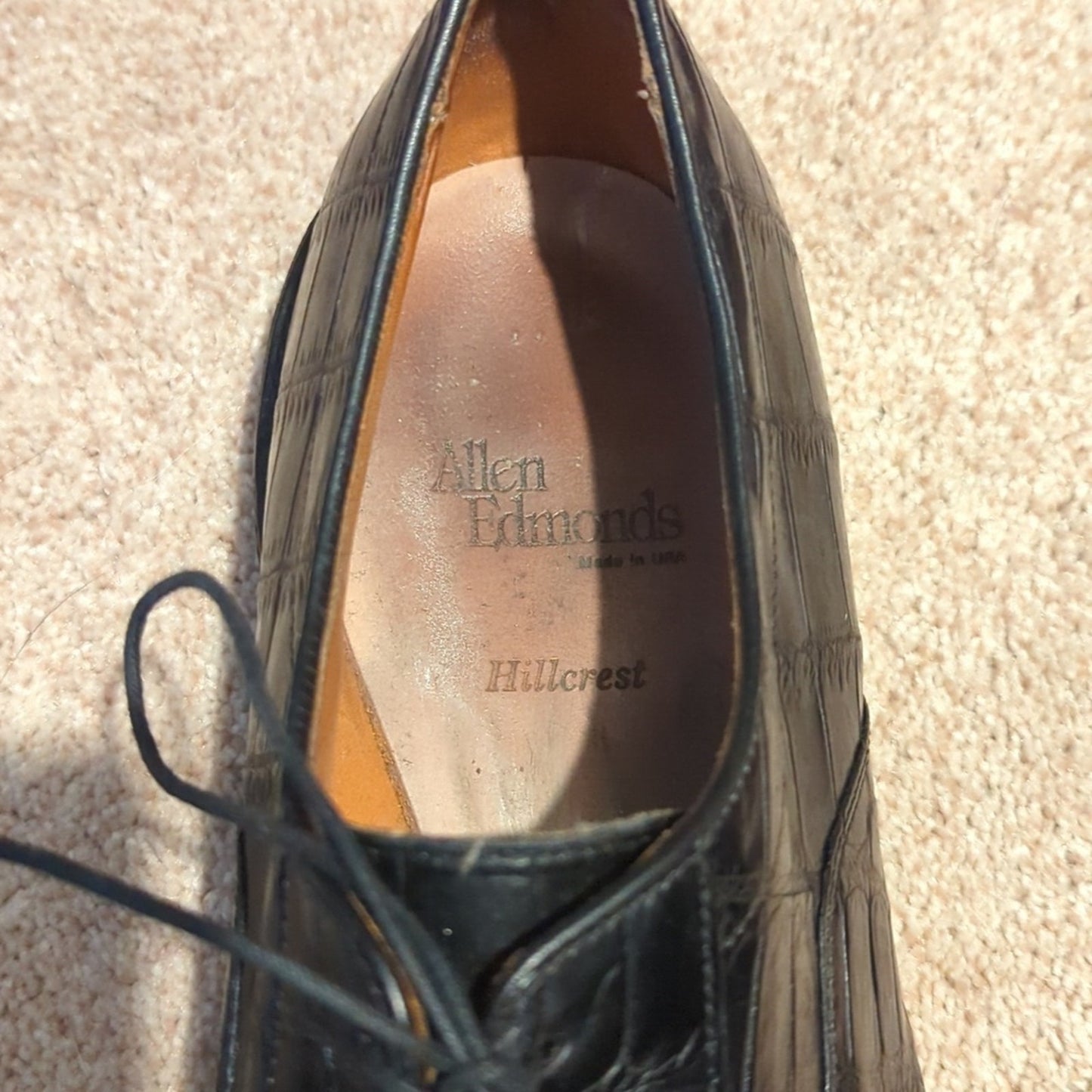 Allen Edmonds Hillcrest Black Full Alligator Goodyear Welt Custom Men's 12EEE