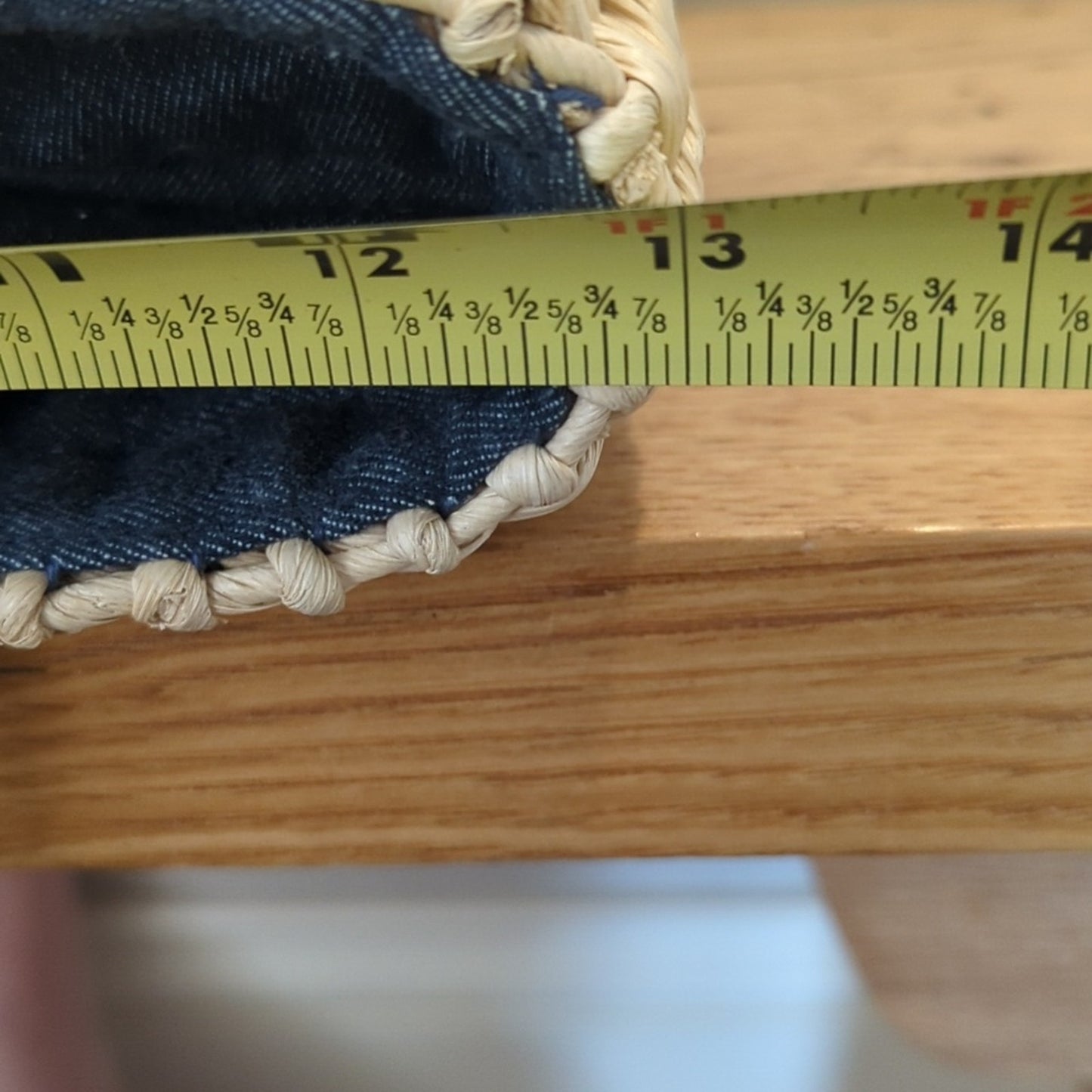 Americana Straw Bag Tote With Draw String Chambray Liner