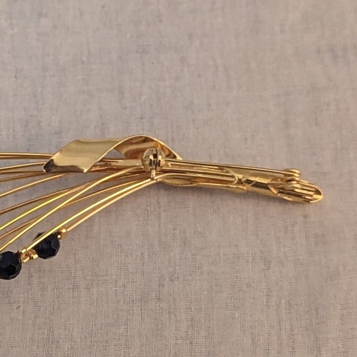 Mourning Jewelry Modernist Vintage Collectible 18k GP Art Nouveau Brooch