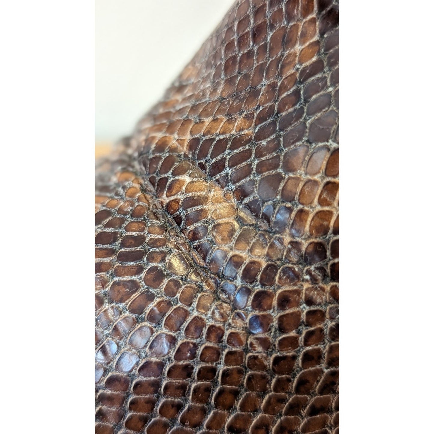 Via Spiga Snakeskin Print Brown Leather Zip Ankle Boots Square Toe Italy Sz 7.5M