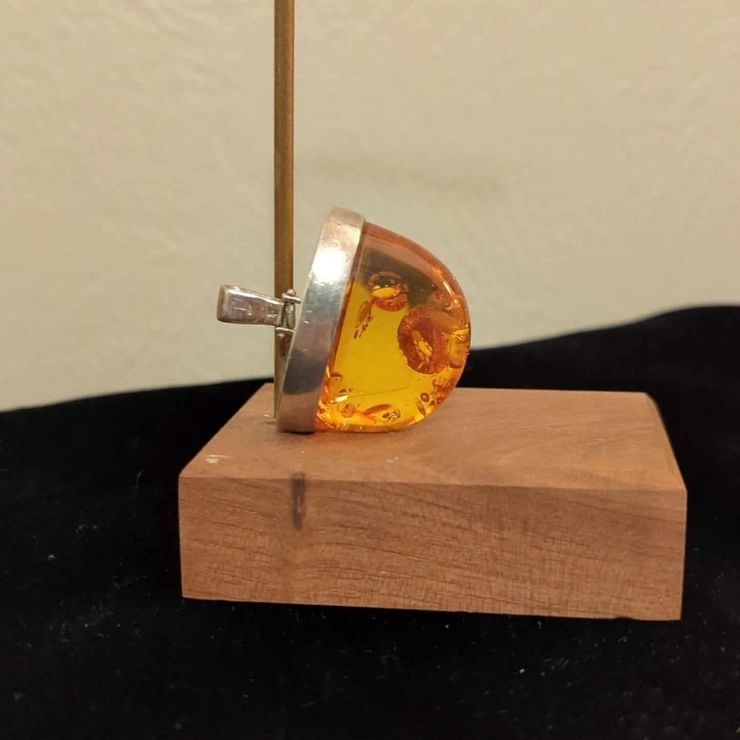 Large Natural Baltic Amber Pendant In a 925 Silver Cap Setting With Large Bale