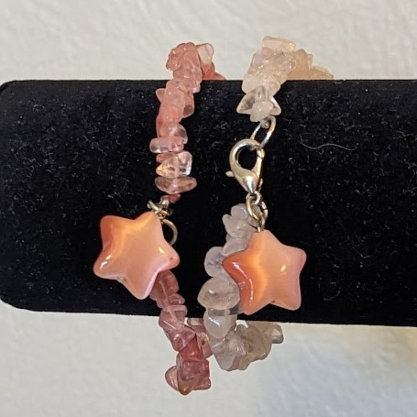 Two Pink Chip Bracelets with Star Charms