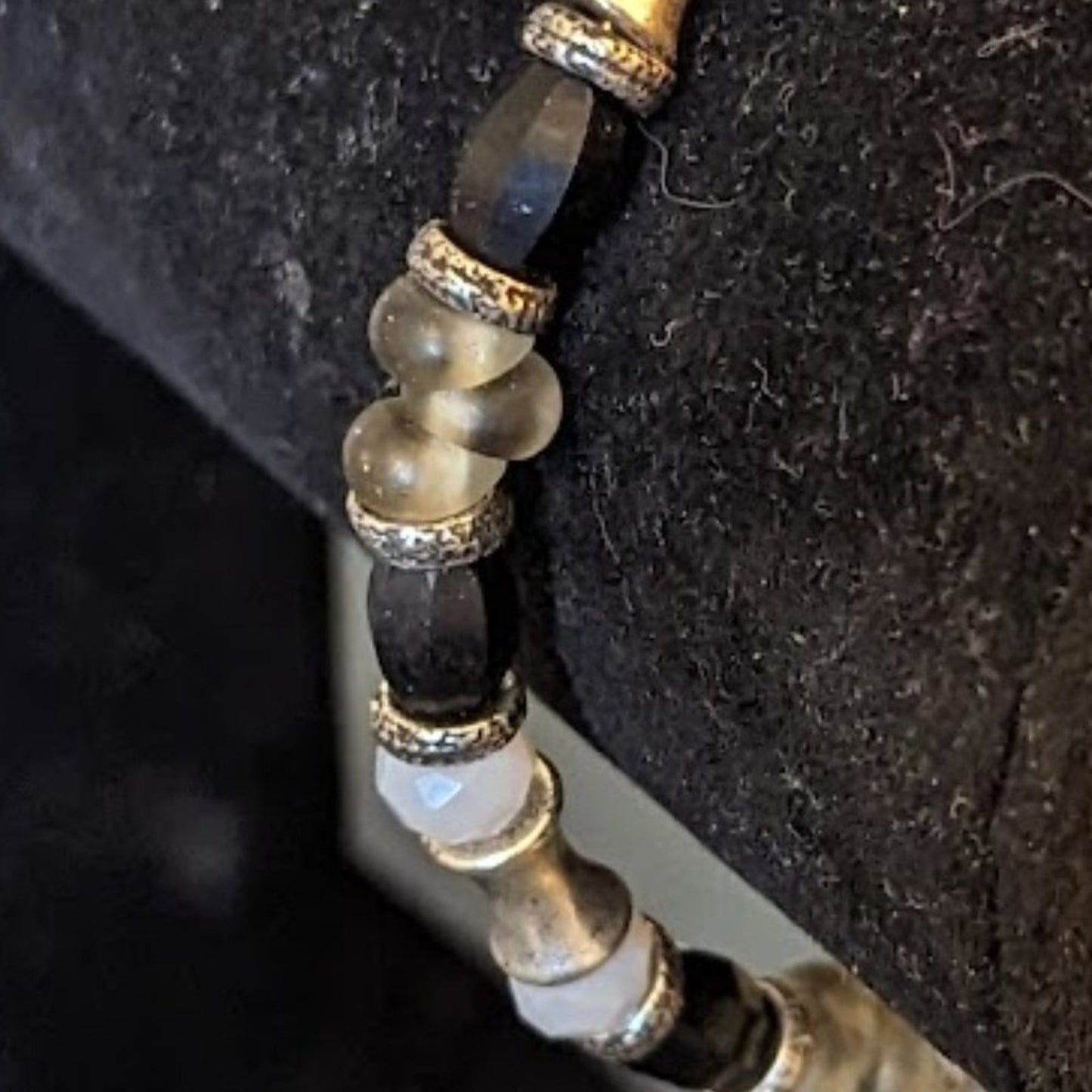 Alex & Ani Black Beaded Silver Bracelet