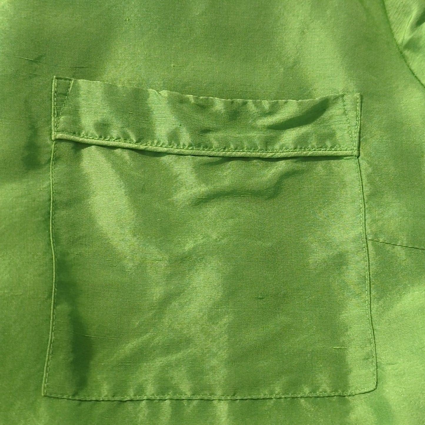 Preston & York Kelly Green 100% Silk Button Front Shirt Women's Petite Size 16P