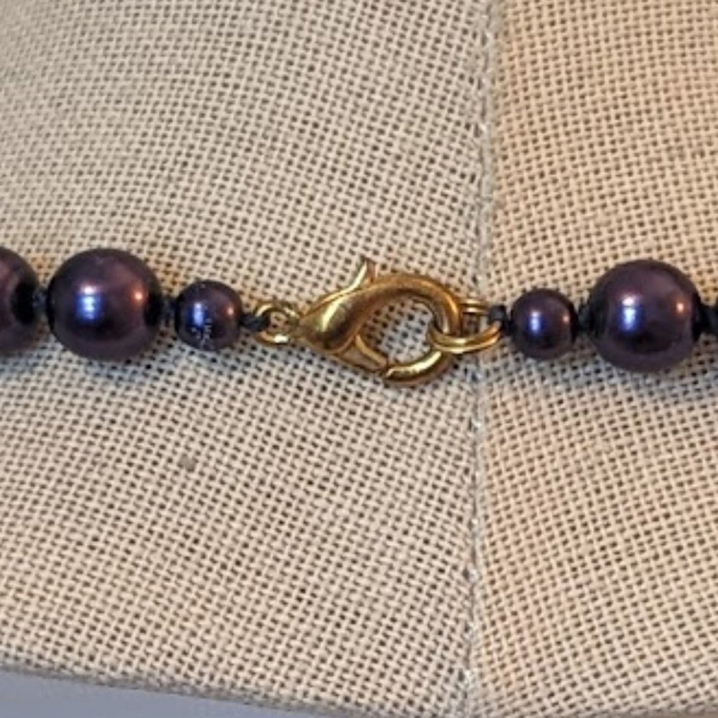Eggplant Colored Hand-knotted Glass Beaded Necklace
