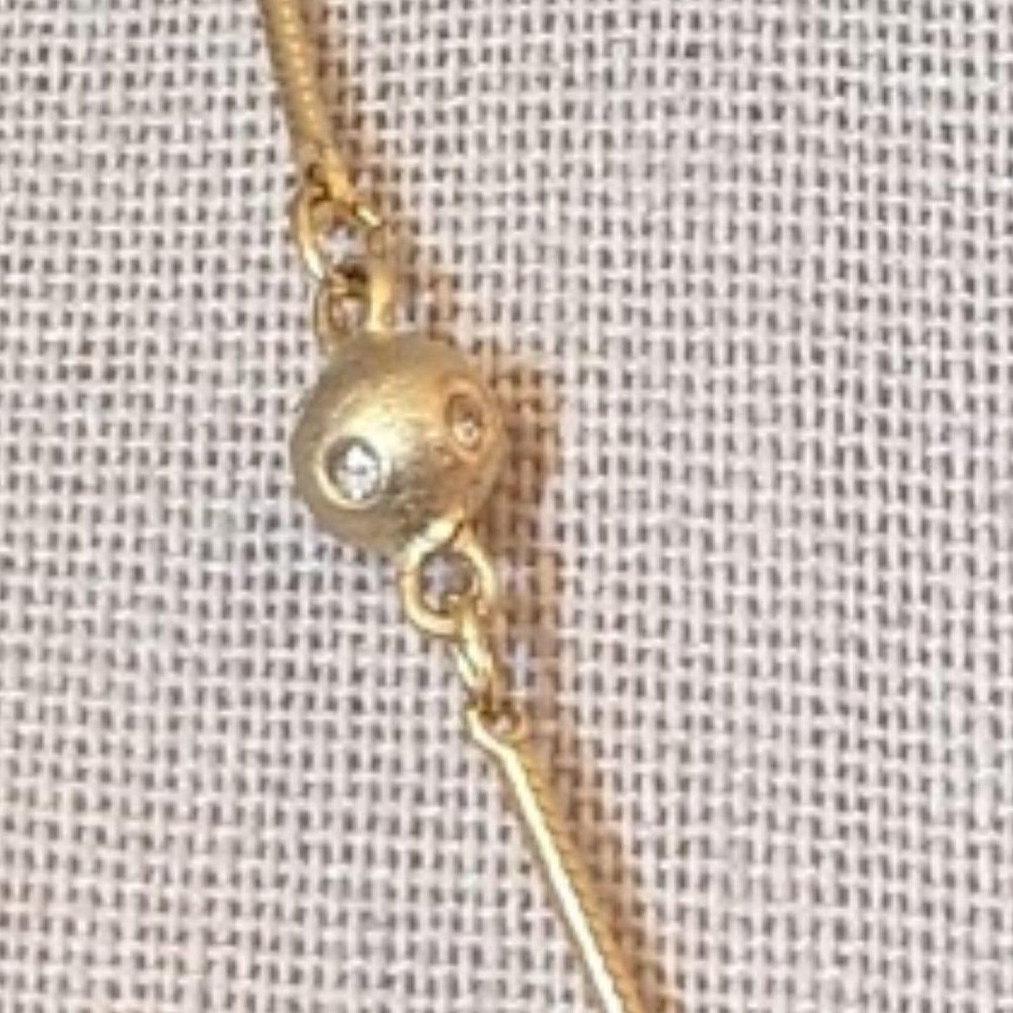 Unbranded Gold Tone Bar Chain Link Crystal Set Satin Ball Necklace