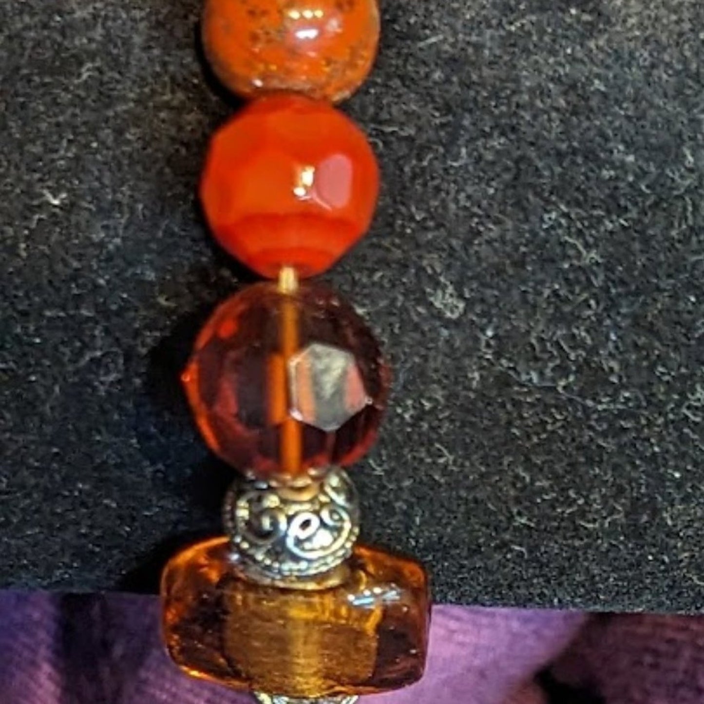 Signed Cookie Lee Stretch Bracelet with Glass and Stone Beads