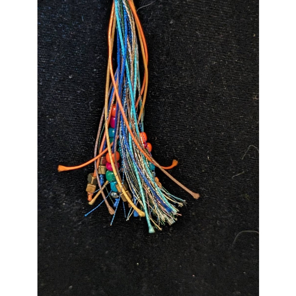 Gold Tone Beaded Multi-Color Tassel 30" Chain Necklace