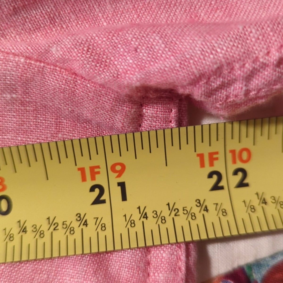 Talbot's Pink Linen V-Neck Roll Tab Sleeve Two Front Button Pocket Shirt Size L
