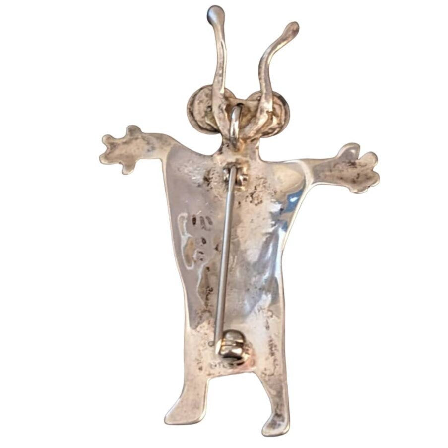 Sterling Large Eyed Antenna Swirl Belly Artisan Designed Brooch/Pendant