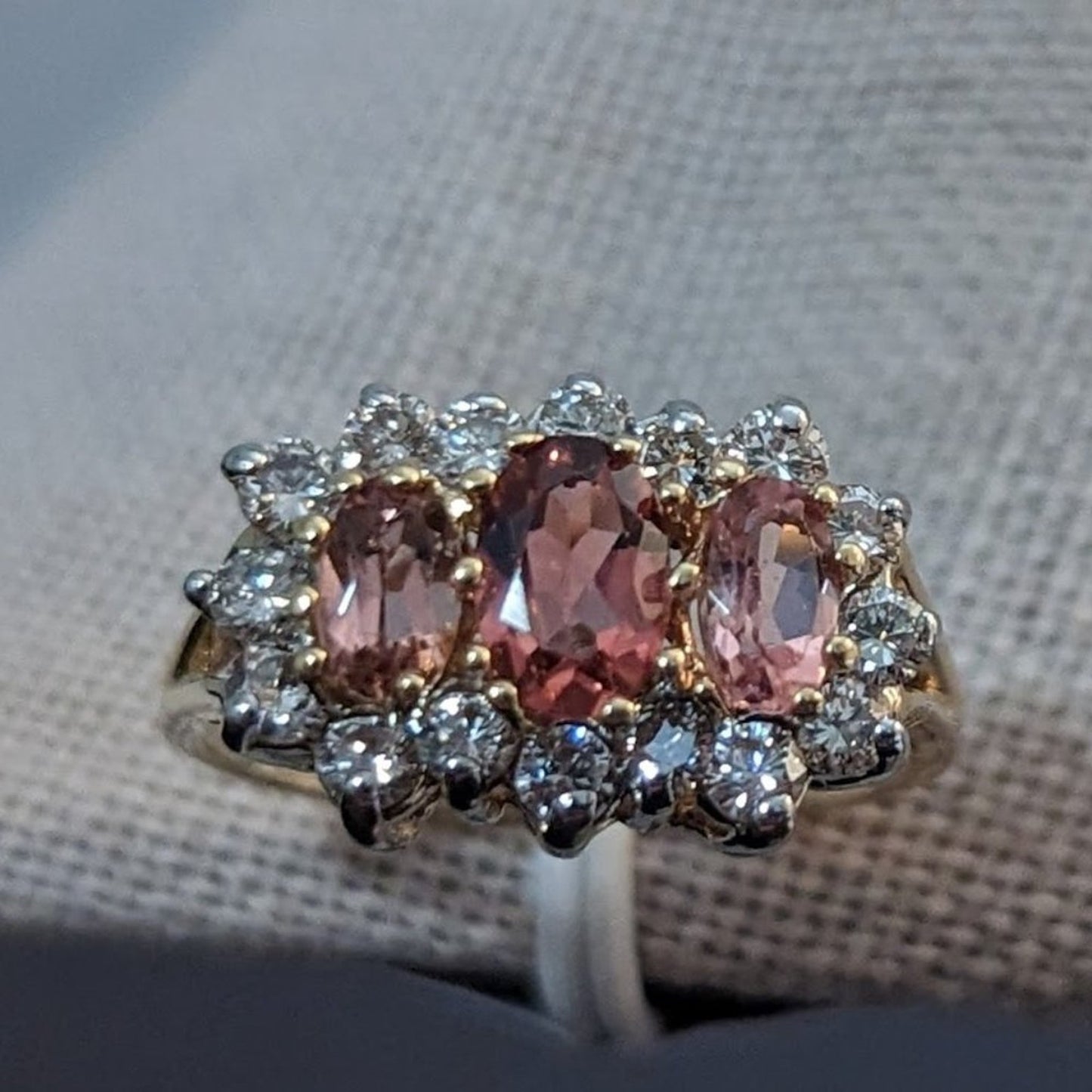 18k Pink Tourmaline and Diamond Ring Sz 5.25-5.50