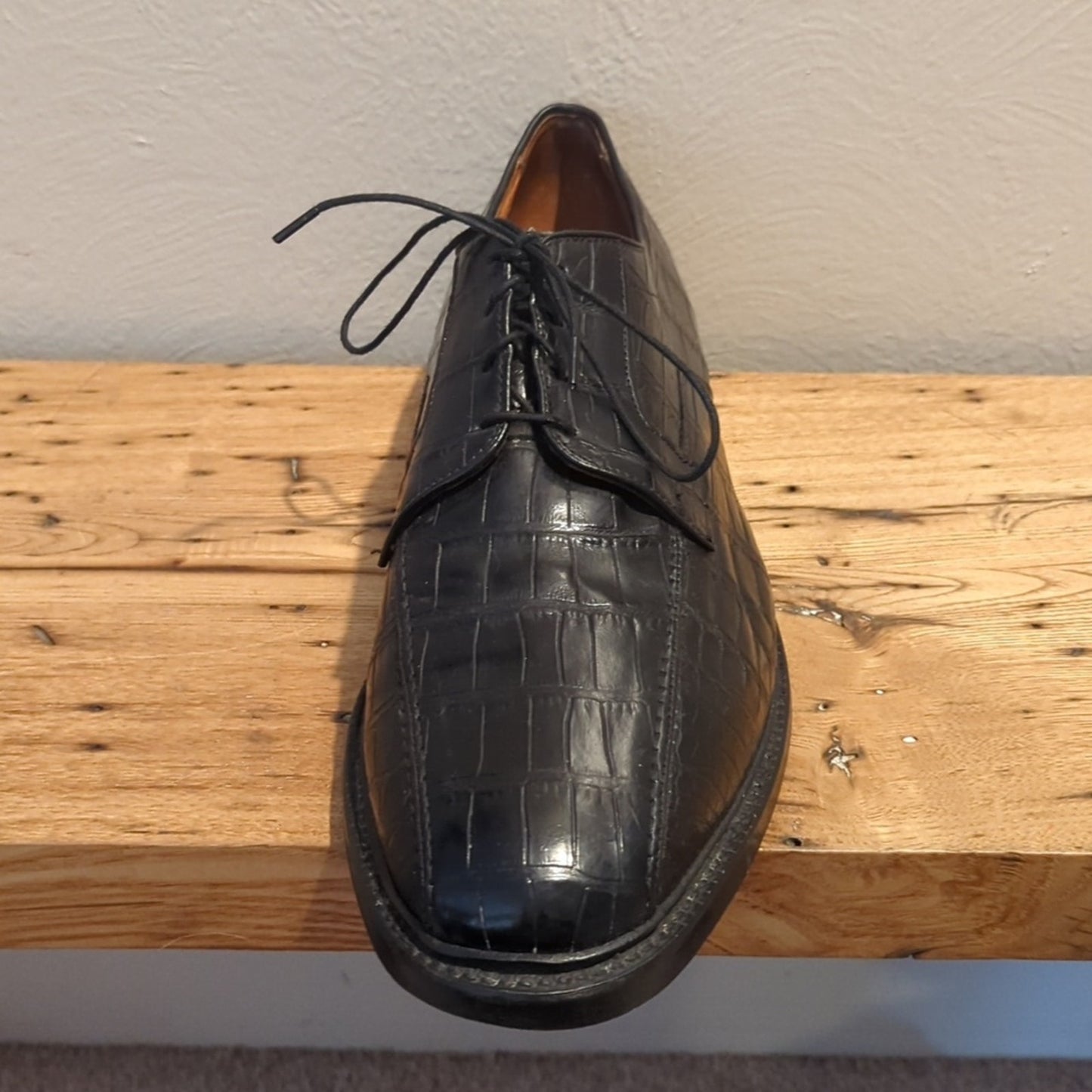 Allen Edmonds Hillcrest Black Full Alligator Goodyear Welt Custom Men's 12EEE