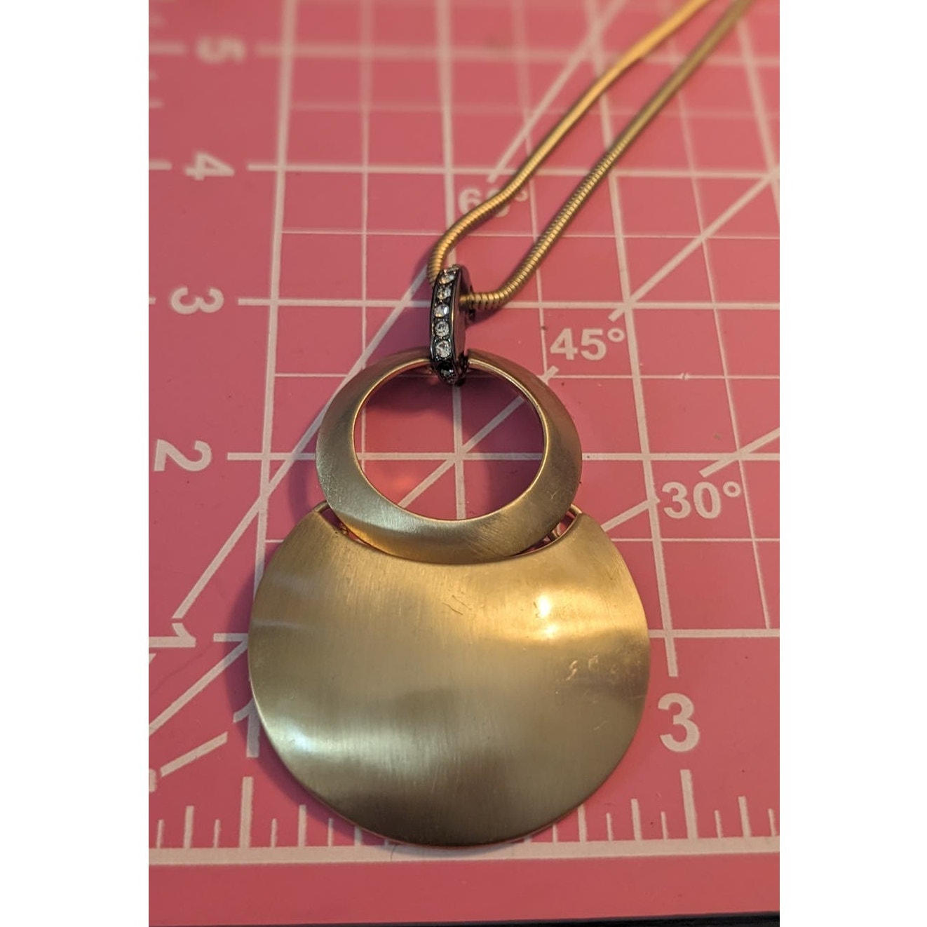 Satin Finish Gold Tone Geometric Pendant Adjustable Snake Chain Necklace