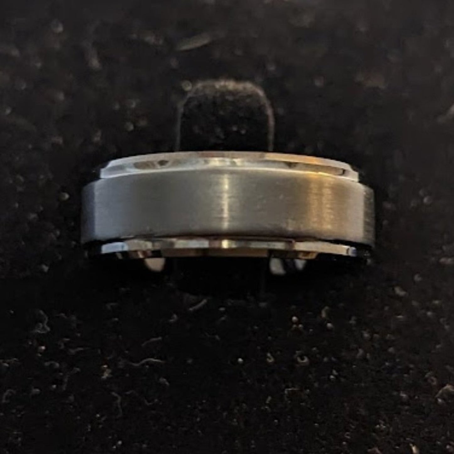 Black Brushed Rimmed Tungsten Carbide Ring