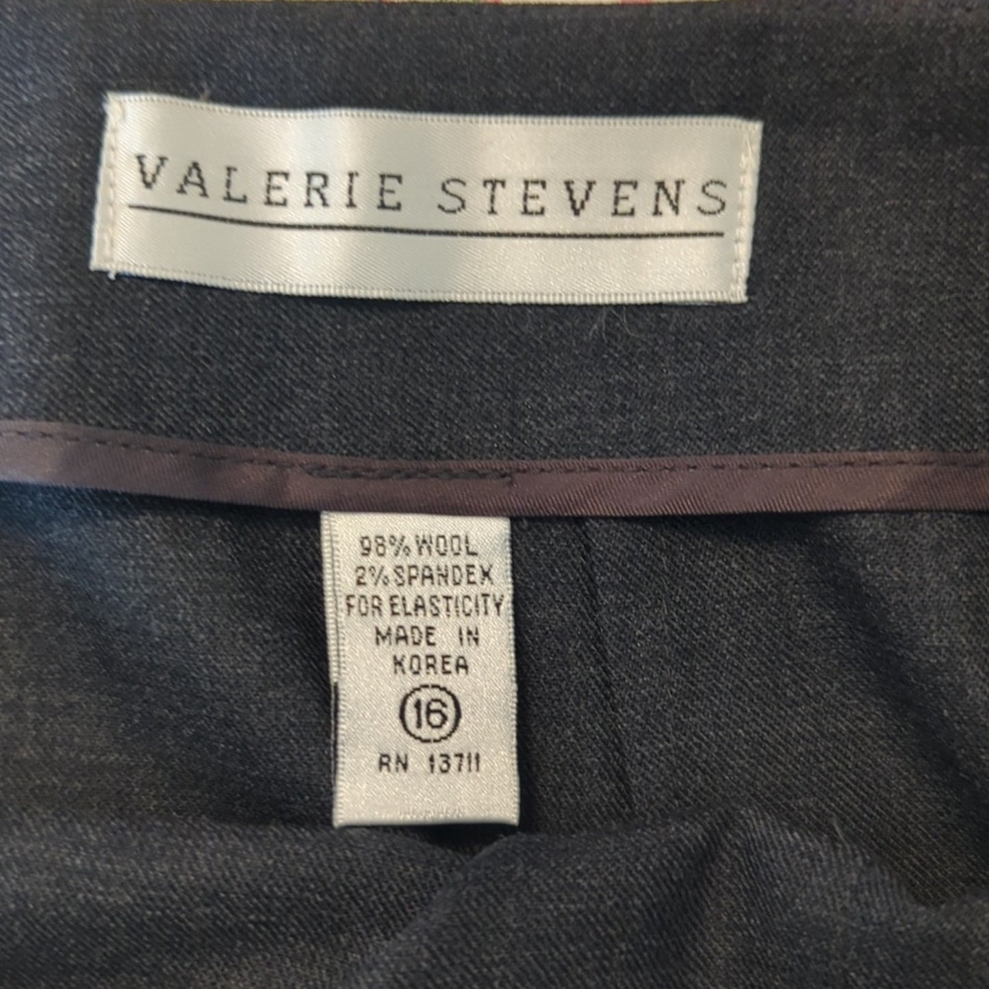 Valerie Stevens Vintage Charcoal Wool Blend Straight Skirt Women's Size 16
