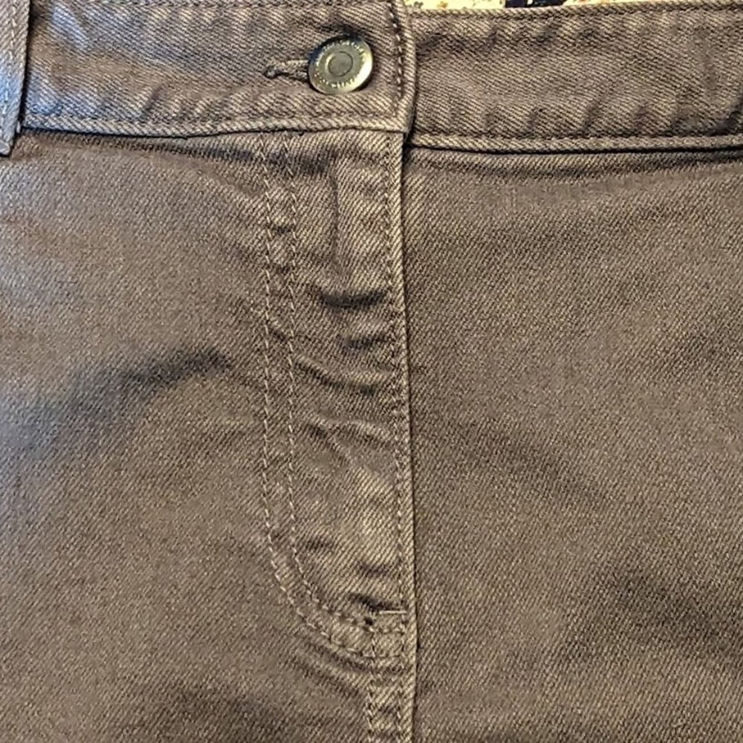 Ann Taylor Loft Women's Size 12 Taupe Denim Cotton Stretch Short Skirt