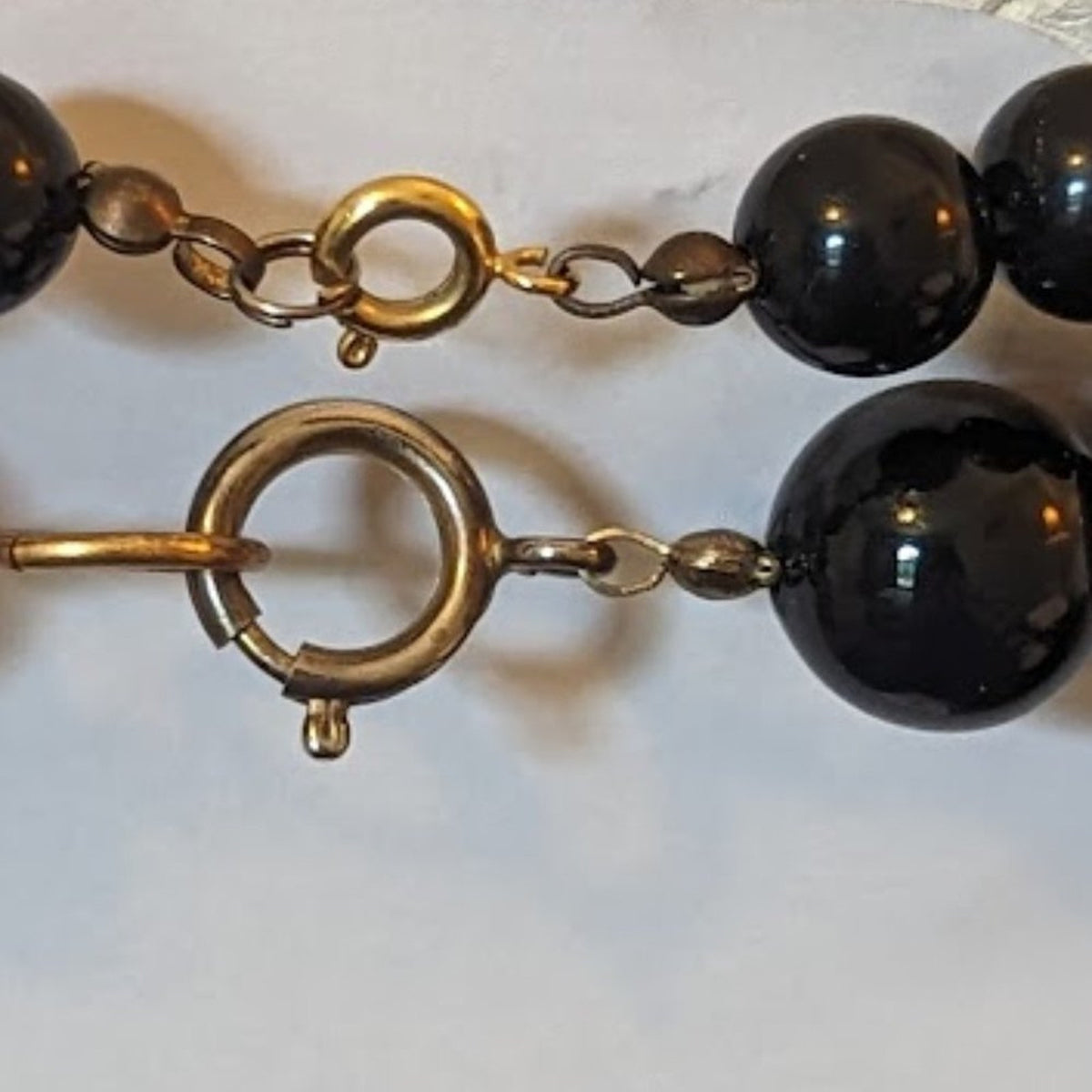 Lot of Two Vintage Black Acrylic Bead Necklaces
