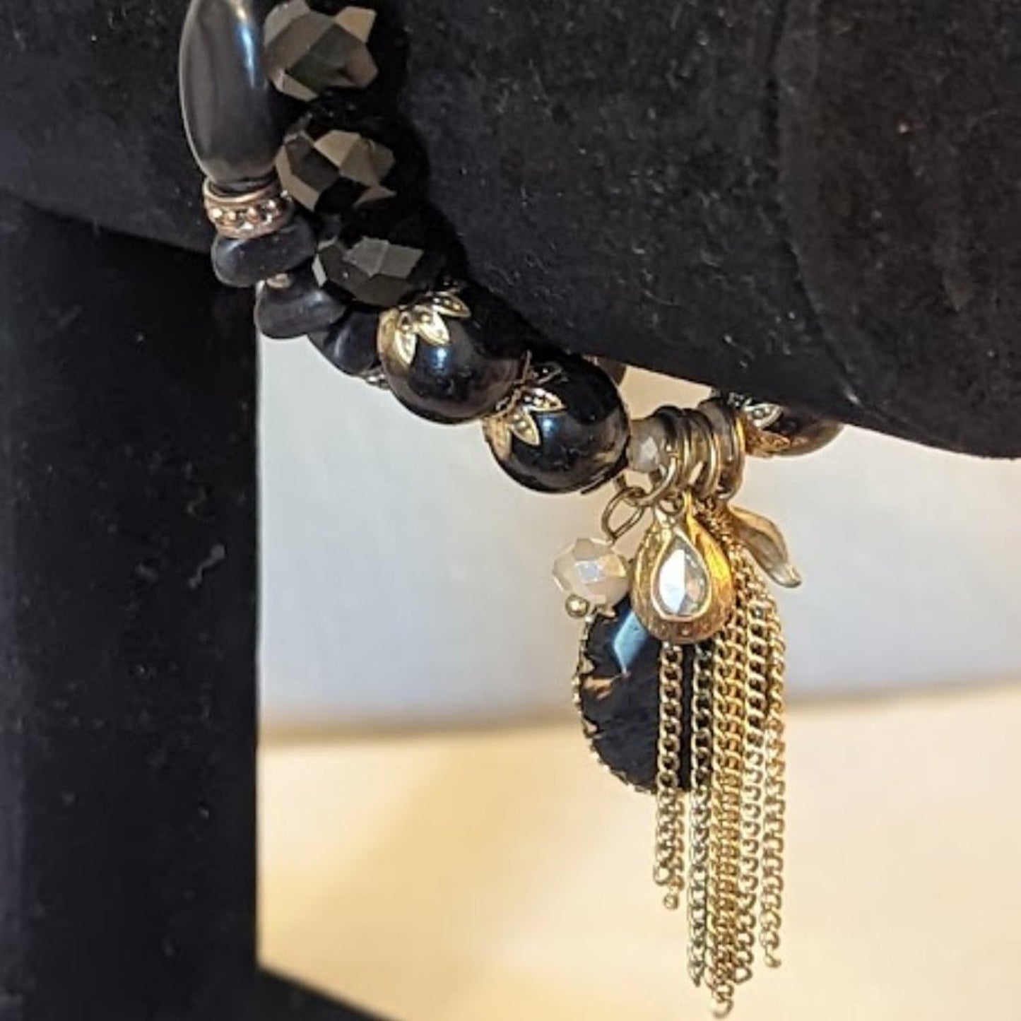 Two Black Bead Stretch Bracelets